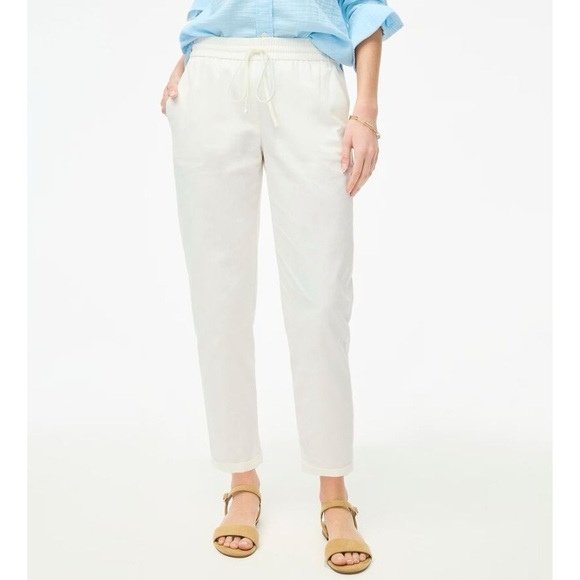 J.Crew Linen-cotton blend drawstring pant - Picture 2 of 6